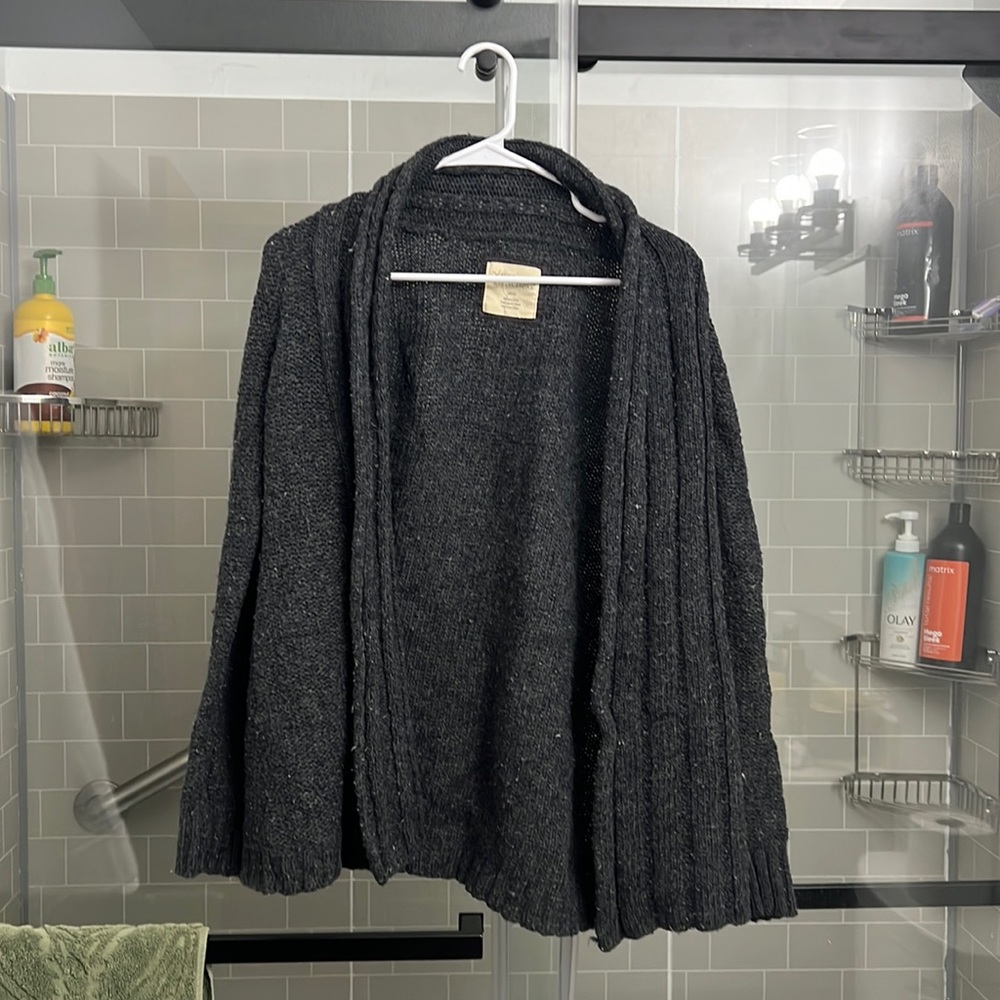 grey cardigan, size small, fits medium too, very cute on